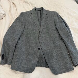 Banana Republic Distressed Linen Gray Blazer